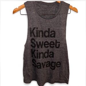 Gray Sleeveless Graphic Top